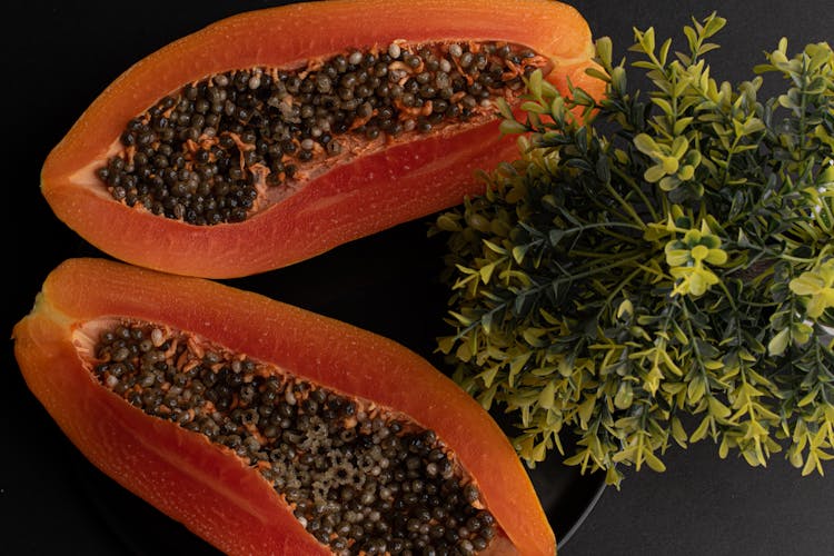 Papaya Cut In Half 