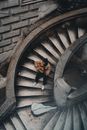 Overhead Shot of a Guitarist Sitting at the Camondo Steps