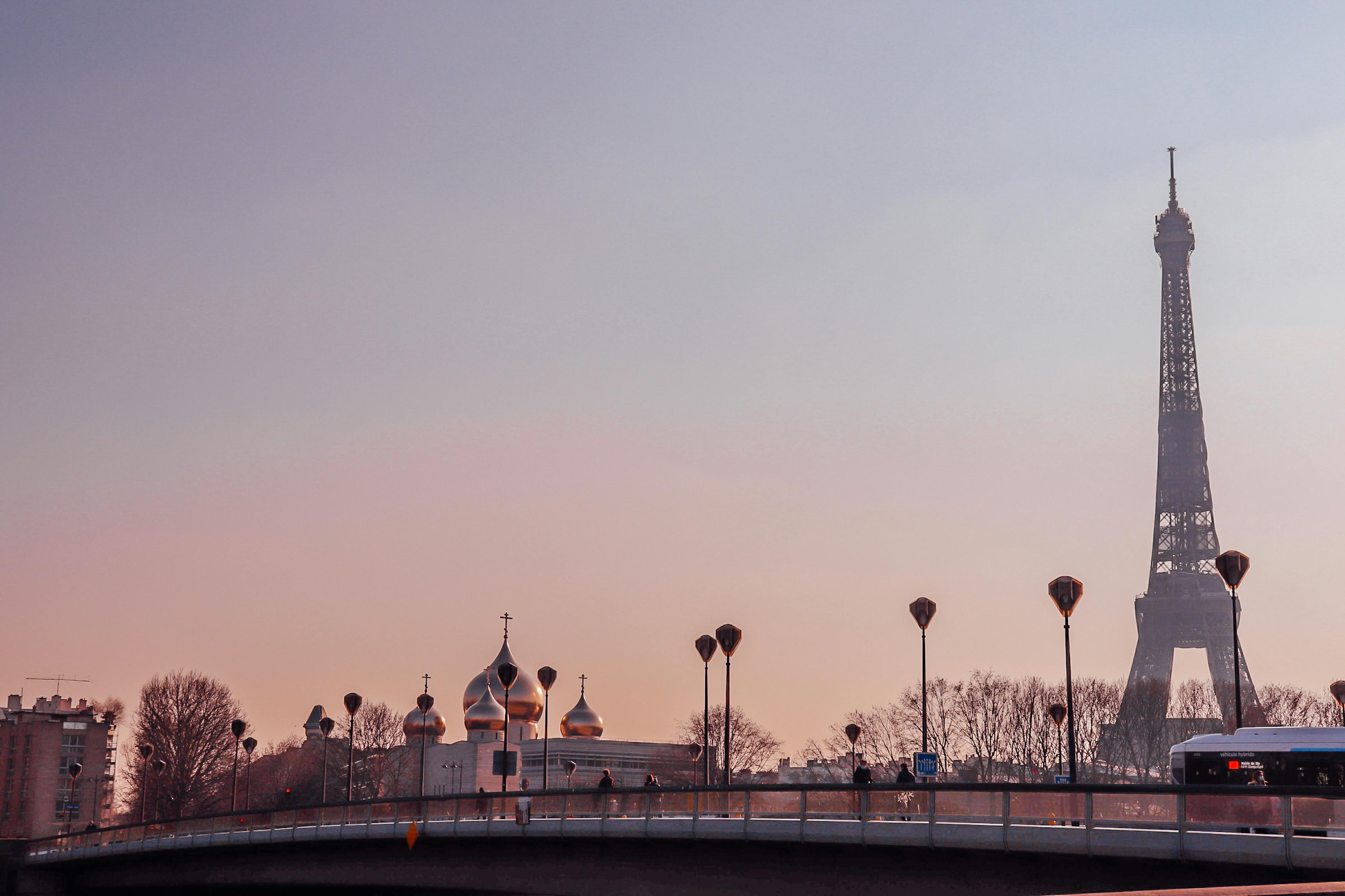 a bridge near the eiffel tower in france