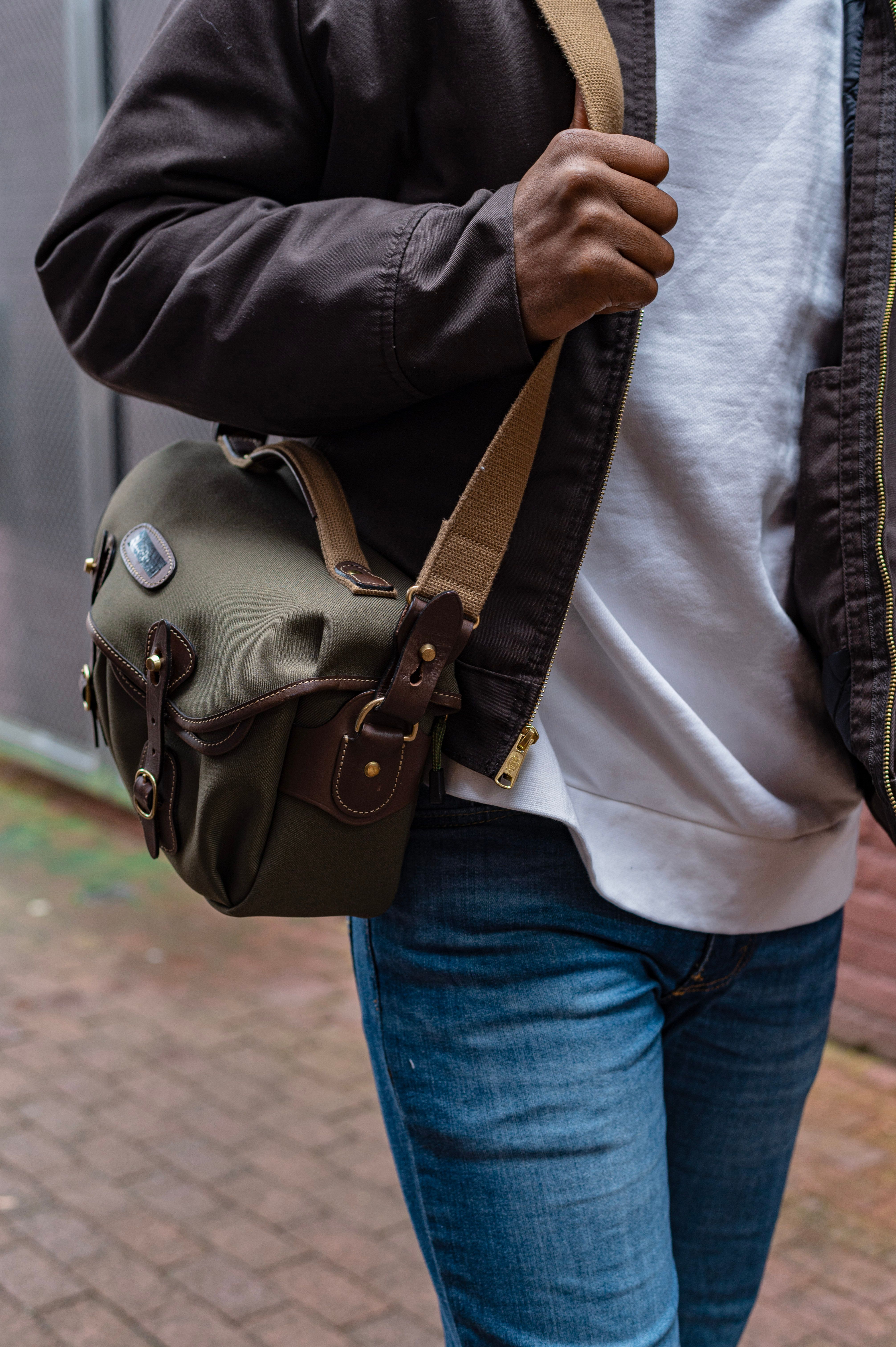 Vintage olive canvas shoulder bag