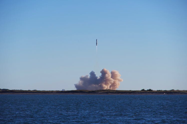 A Rocket Launching In The Sky