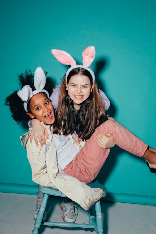 Happy Girls Wearing Bunny Ears