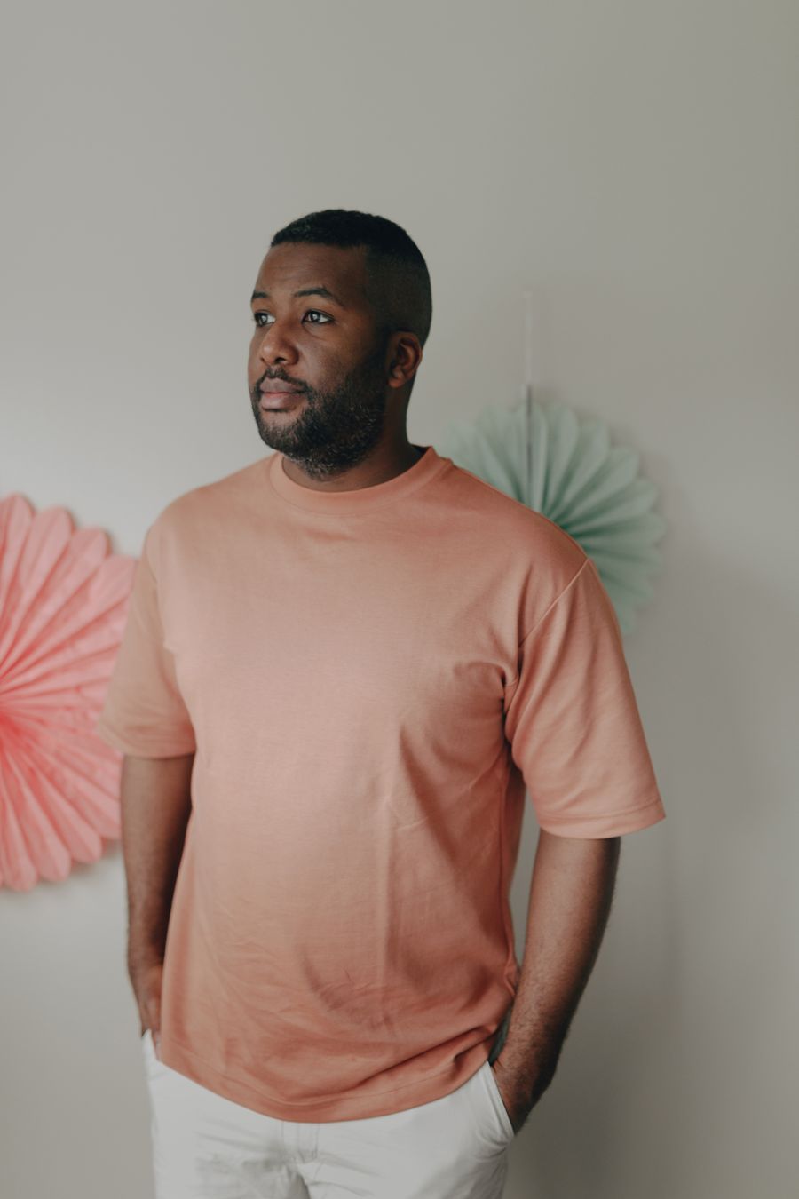 Peach Drop-Shoulder Tee