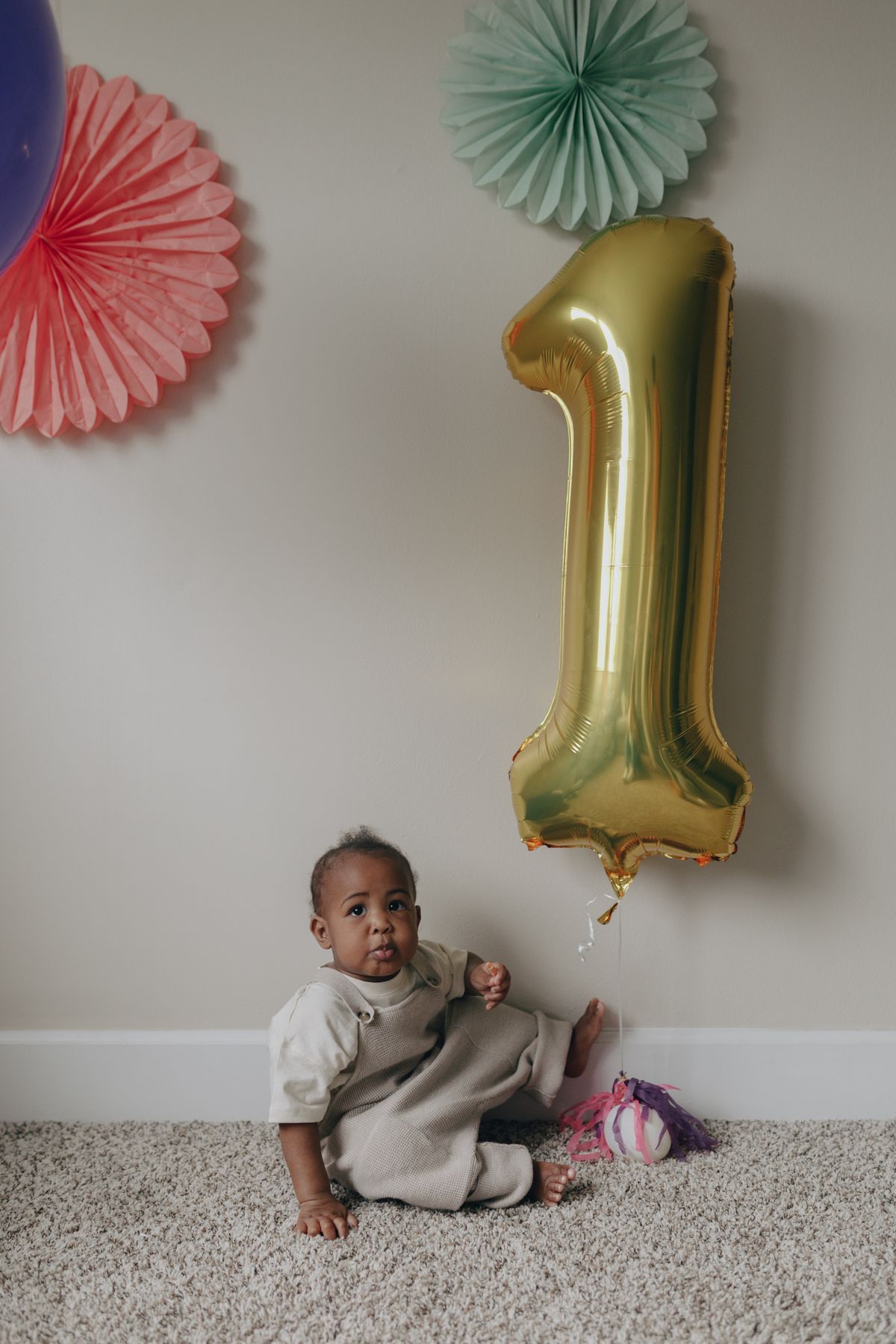 Toddler at the right age for a first foot to floor push car
