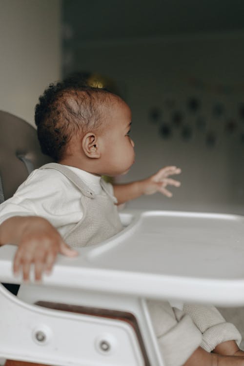 Free Toddler Sitting on High Chair Stock Photo