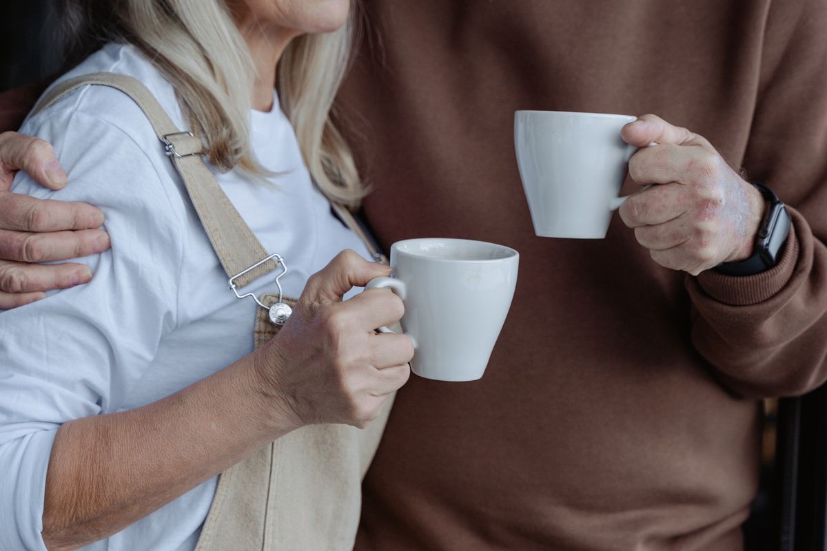 Older couple relaxing together at home