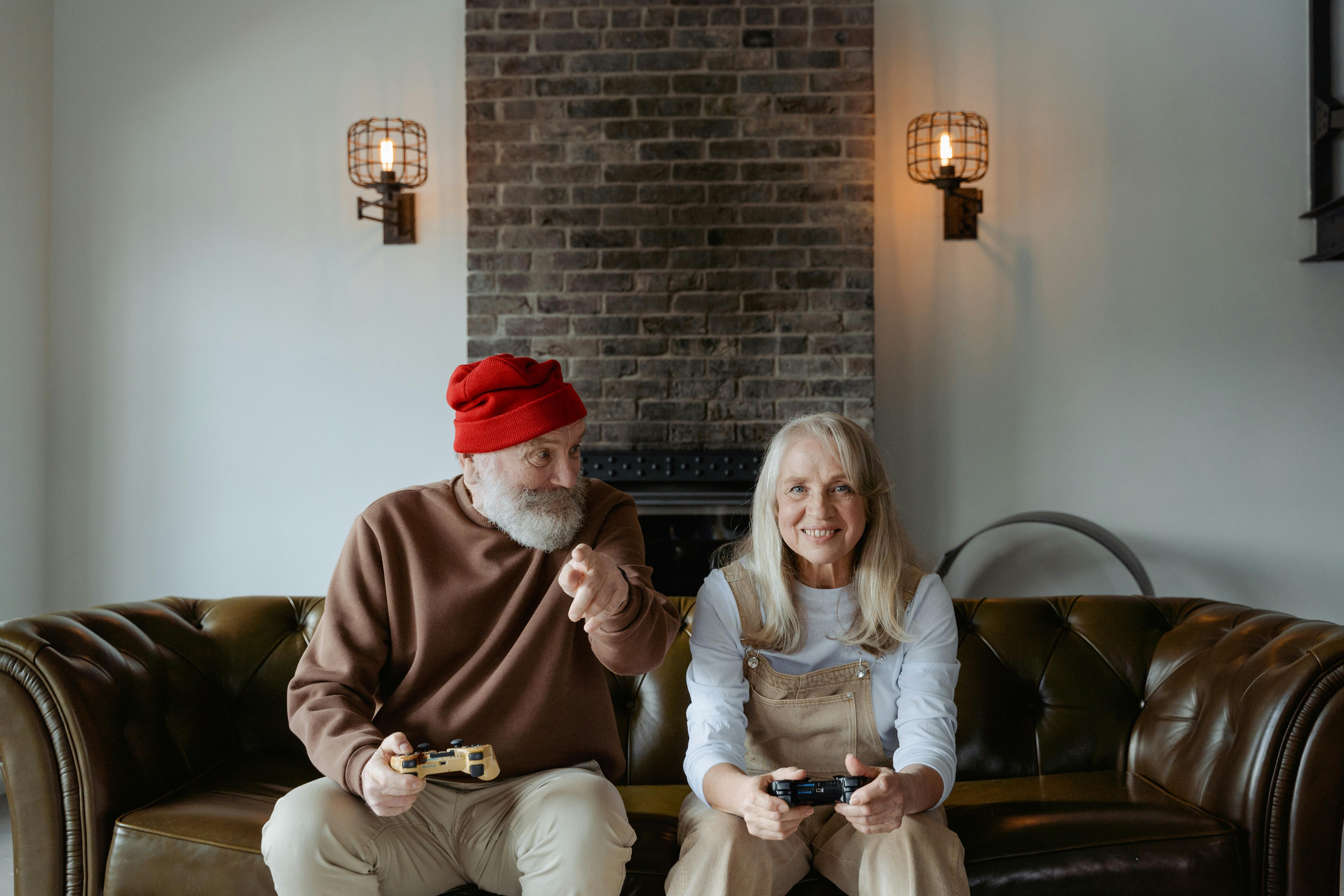 man and woman playing video games