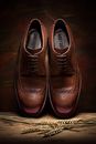 Close-up of Brown Leather Wingtips