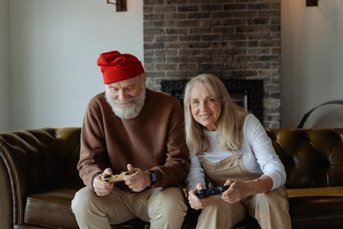 Man and Woman Sitting on a Couch