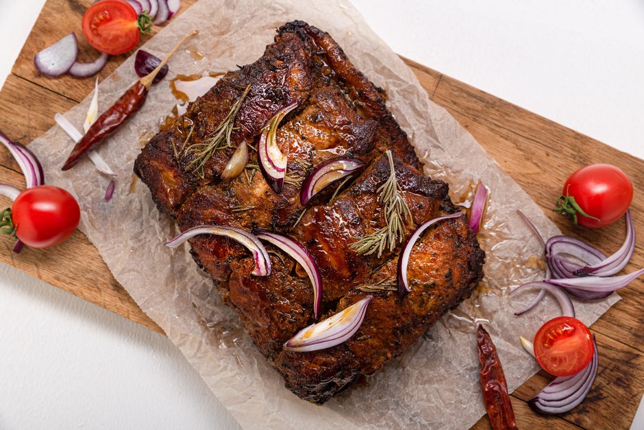 Baked Sea Bream With Grilled Marinated Garlic And Chilli