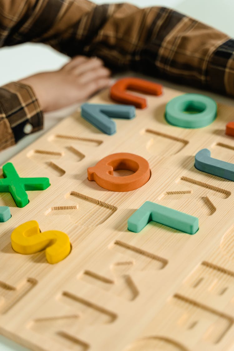 Alphabet Letters On Carved Wood