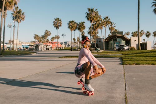 A Woman Wearing Roller Skates in a Park