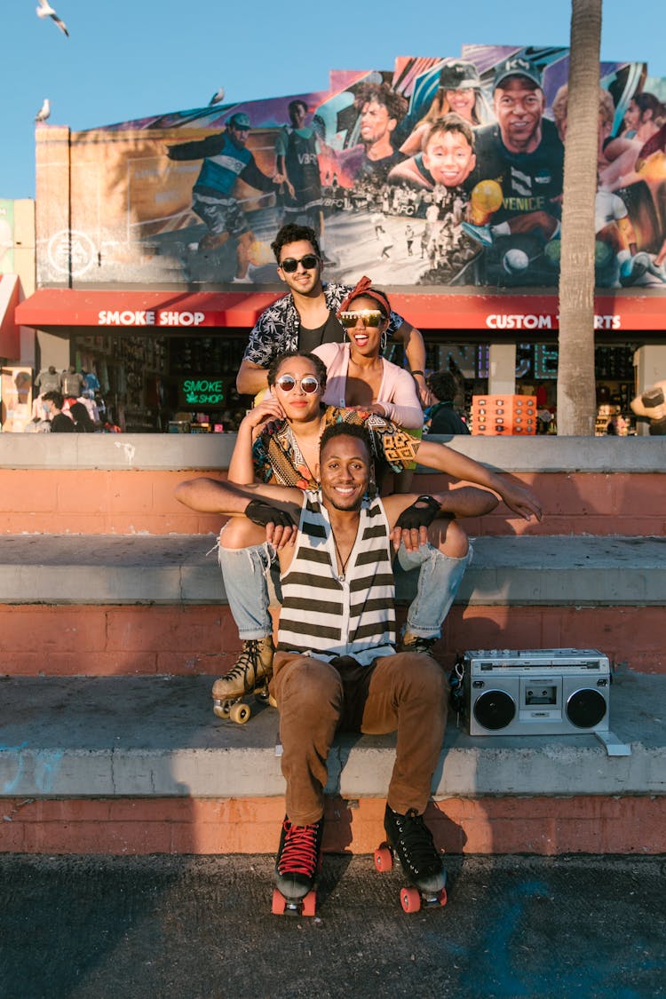 Group Of Friends In Roller Skates