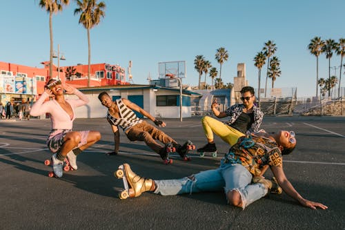 People Posing while Wearing Roller Skates