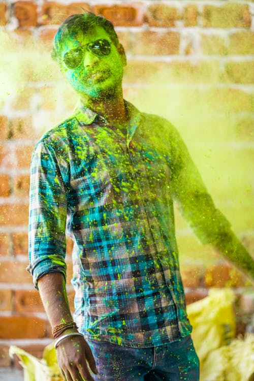 Man in Green and Red Plaid Dress Shirt