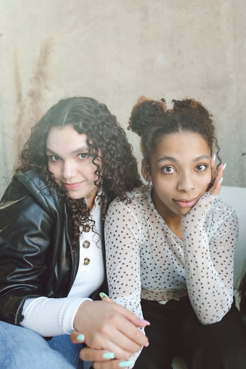 Free 2 Women in Black Leather Jacket Stock Photo