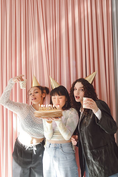 Free Three Girls Celebrating Birthday Stock Photo