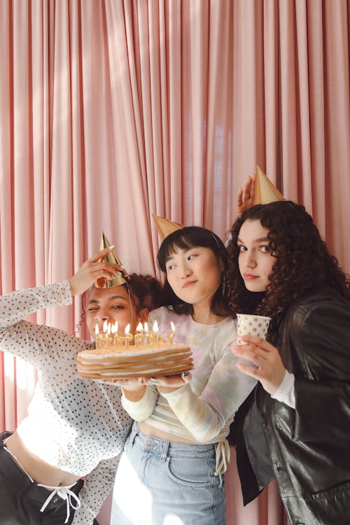 Free Photo of a Girl Celebrating a Birthday with Her Friends Stock Photo