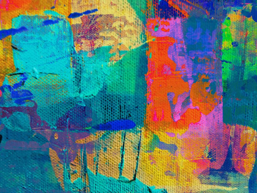 Colorful abstract expressionist painting with bright, vivid textures.