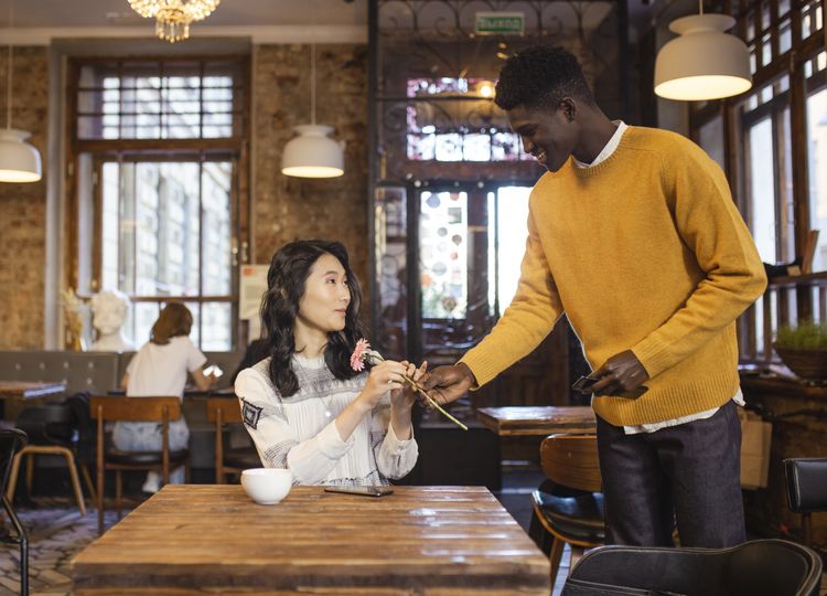 couple smiling at camera dating profile photo