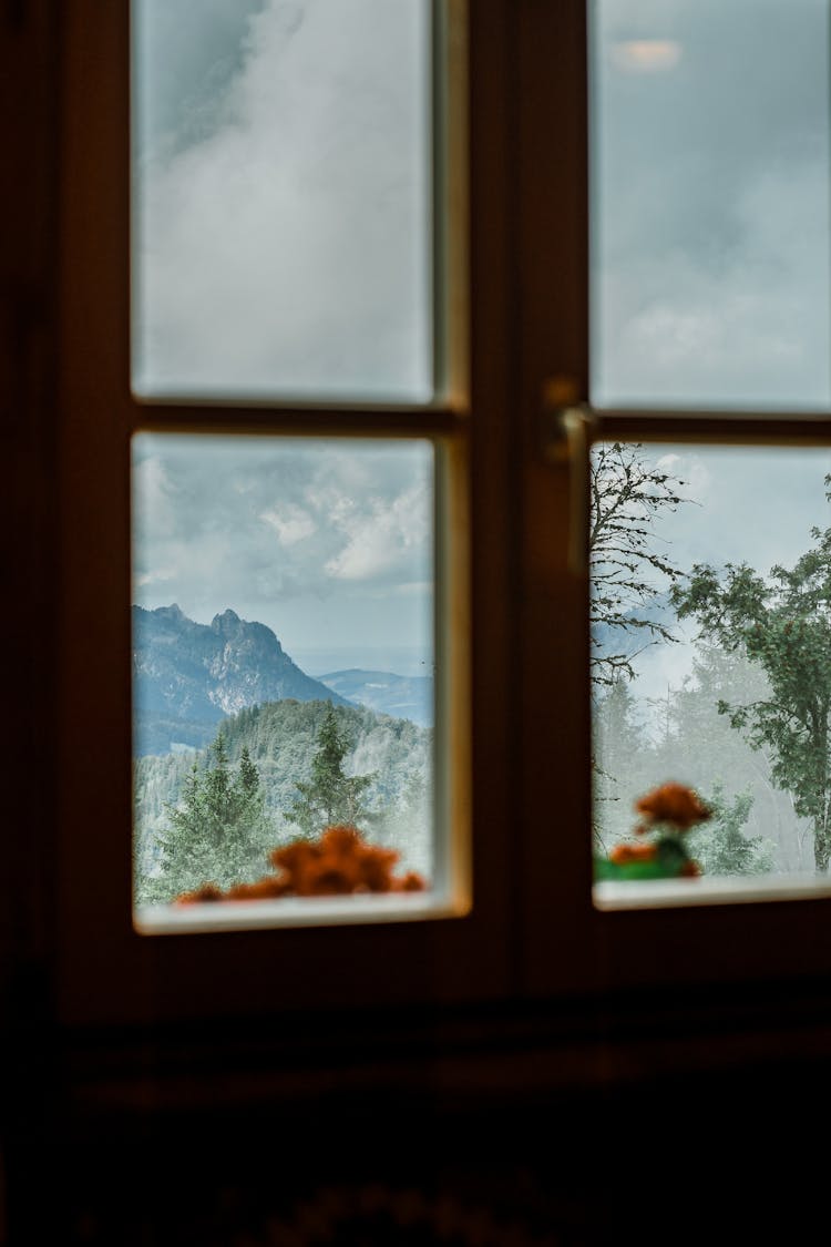 View Of Mountain From A Window