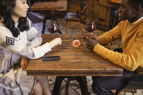 Free Two People meeting for the First Time in a Cafe Stock Photo