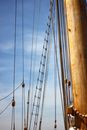 Ropes and Cords on a Pulley with Wooden Post