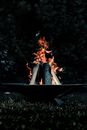 Fire on Fire Pit during Night Time