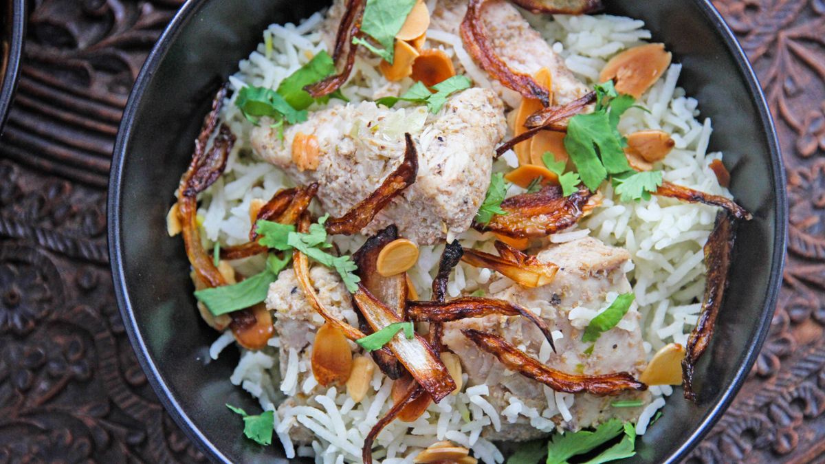 Spiced chicken and basmati rice