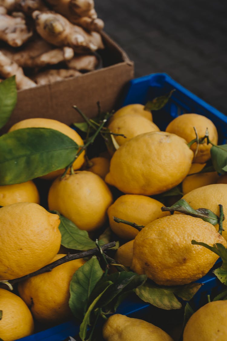 Lemon Fruits In A Plastic Crate