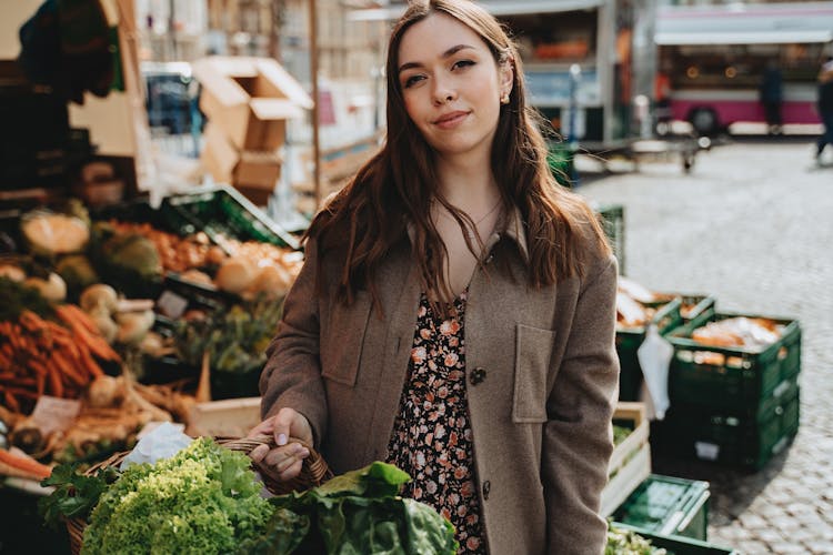 A Woman Buying Fresh Vegetables