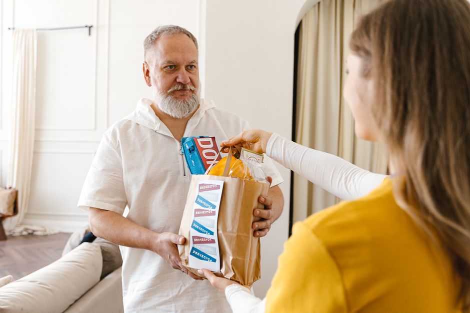 elderly person receiving home care assistance