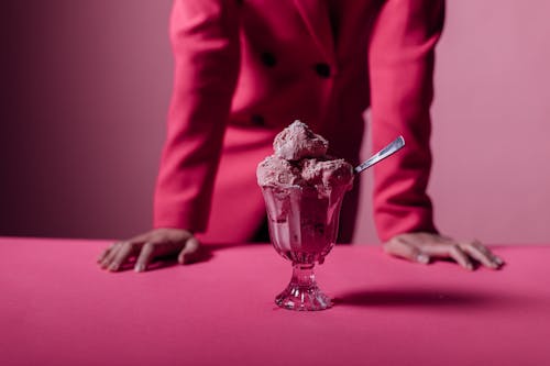 Strawberry Flavor Ice Cream in a Glass