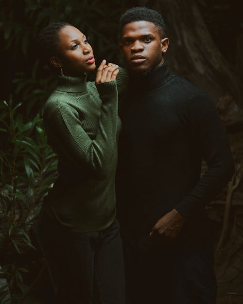 Free Photograph of a Man and a Woman Wearing Turtlenecks Stock Photo