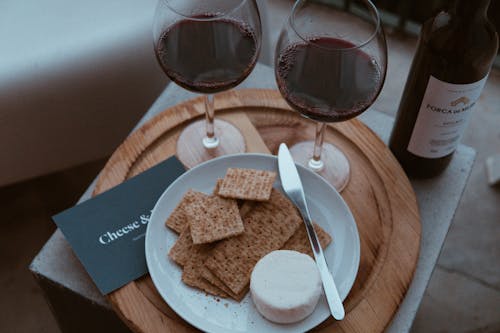 Meal and Wine on Tray