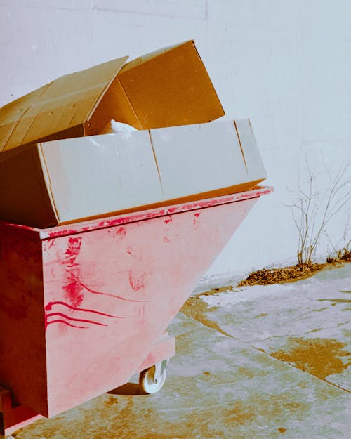 Free Brown Cardboard Box in a Cart Stock Photo