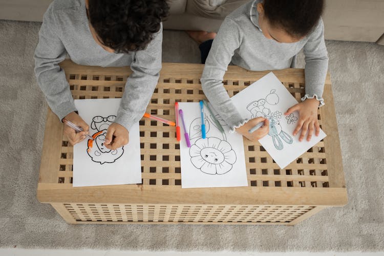 Unrecognizable Black Children Coloring Pictures