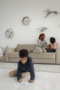 Black mother with children spending time together