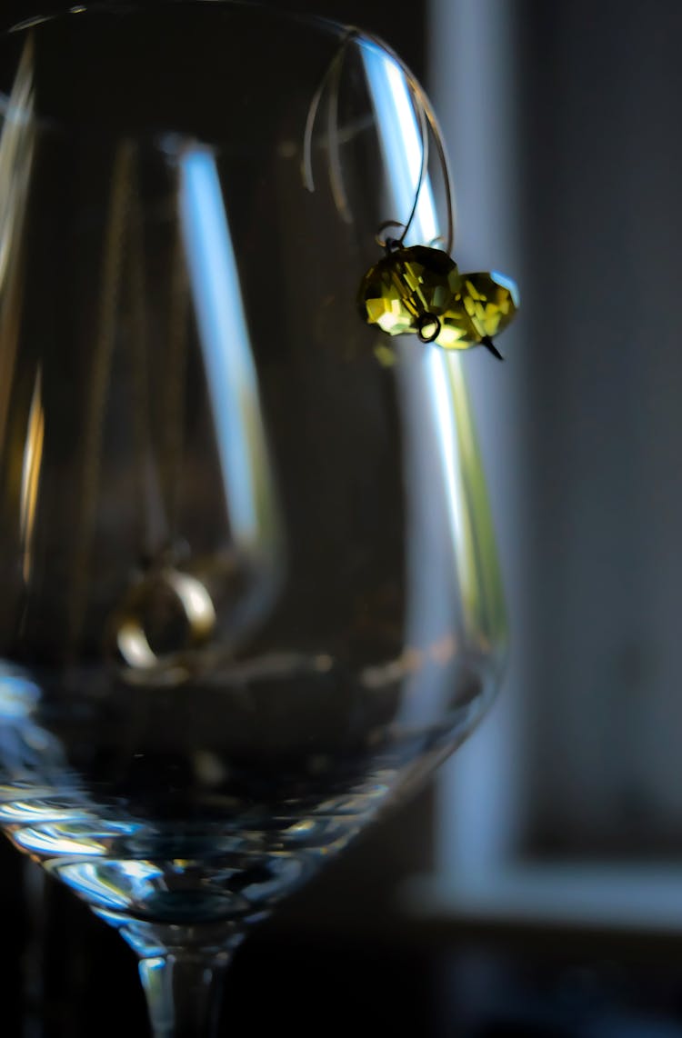 Photo Of Earrings Hanging On A Glass