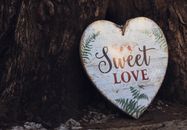 White and Green Love You Love Me Heart Wooden Ornament