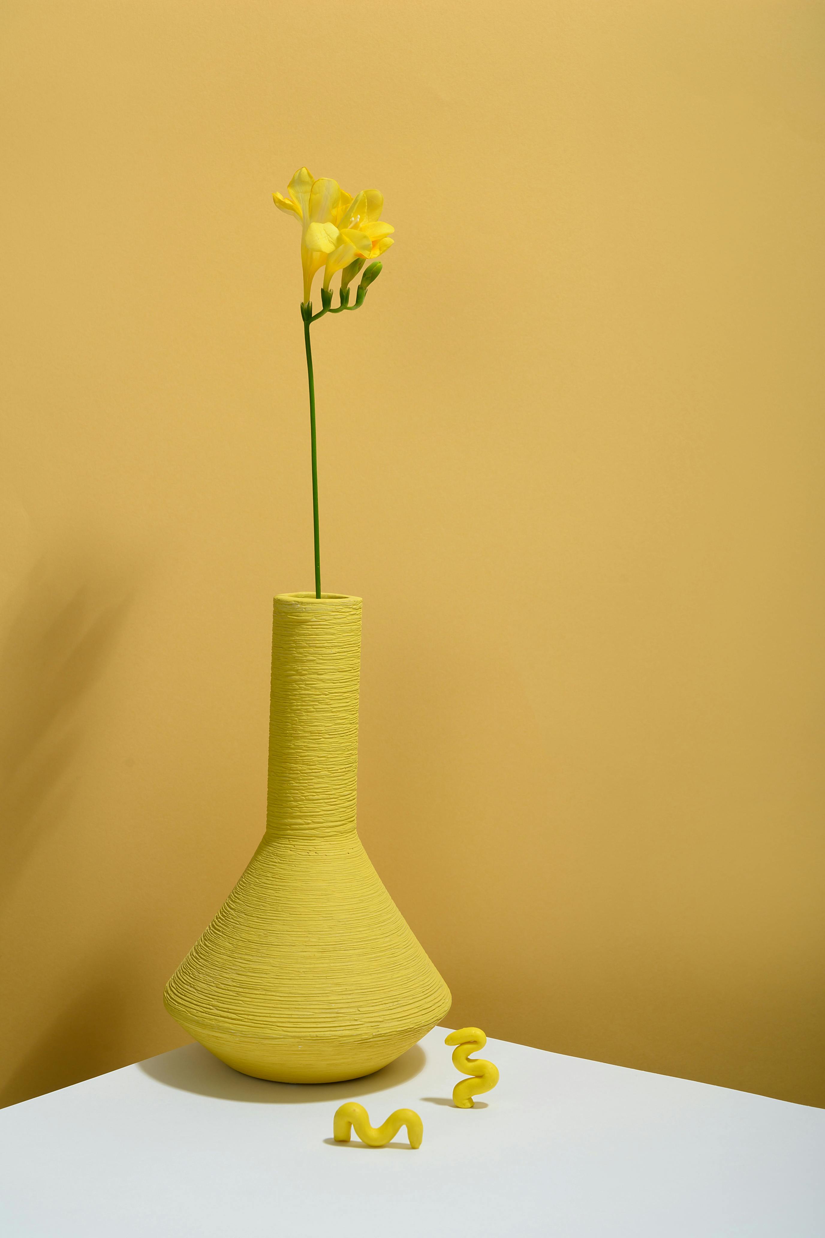 Photo of Bell Flower on Yellow Vase · Free Stock Photo