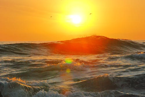 Photographie D'ocean Wave Pendant Golden Hour