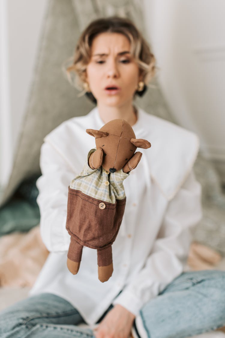 Woman Doing A Puppet Show 