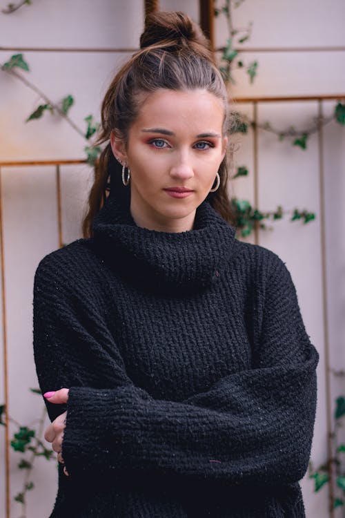 Free Woman in Black Knitted Sweater Stock Photo