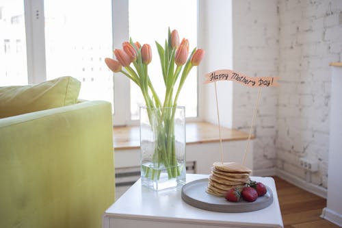 Stacks of Pancakes for Mother's Day Breakfast 