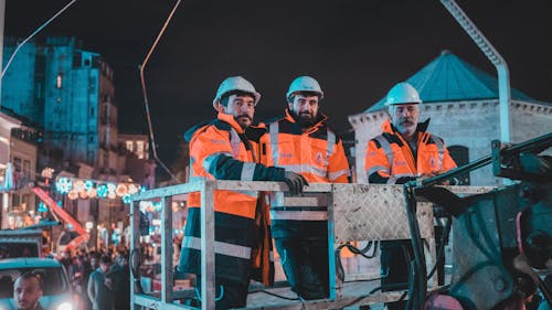 Construction Workers Wearing Hardhats