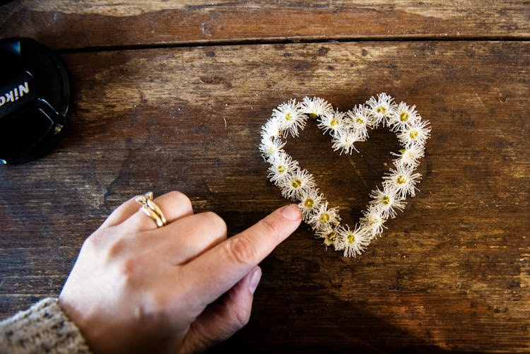 White Flower Forming Heart