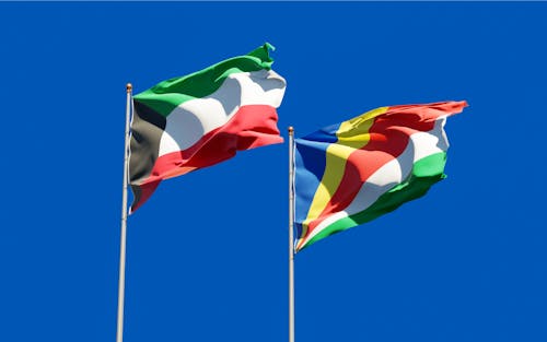 Flags on Poles Under Beautiful Blue Sky