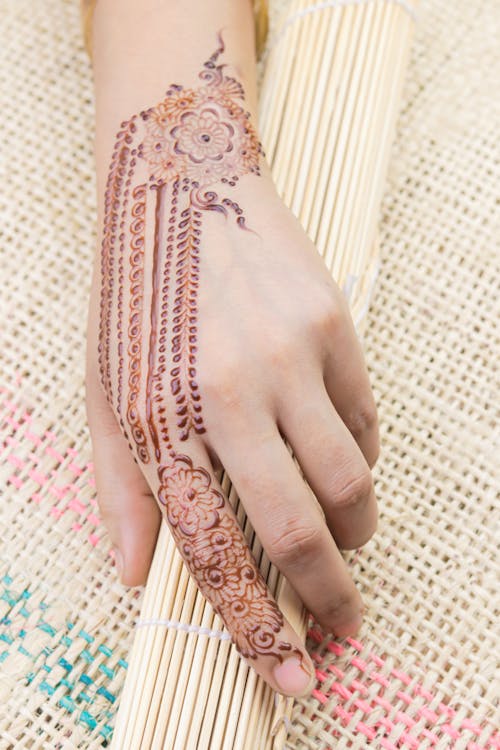 Free Photo of a Hand with Henna Tattoo Stock Photo