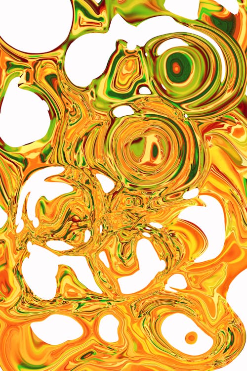 Gold and Green Metallic Abstract Painting